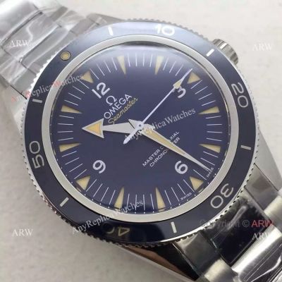 Swiss Omega Seamaster Stainless Steel Bracelet Blue Dial Watch